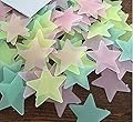 Amaonm 100 Pcs Colorful Glow in The Dark Luminous Stars Fluorescent Noctilucent Plastic Wall Stickers Murals Decals for Home Art Decor Ceiling Wall Decorate Kids Babys Bedroom Room Decorations