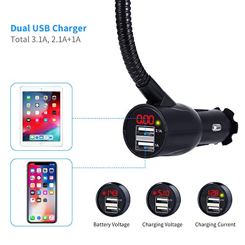 SOAIY 3-in-1 Cigarette Lighter Magnet Car Mount + Car Charger + Voltage Detector,Car Holder Cradle w/Dual USB 3.1A Charger,Display Voltage Current Compitable with iPhone8 X 6s 6 5s Samsung S8 S7 S6
