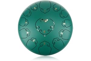 "OcarinaWind" 12 inches Steel Tongue Drum Green 13 Notes,C Major,with Padded Drum Bag and Couple of Mallets, Beautifully Designed and Peaceful Sound
