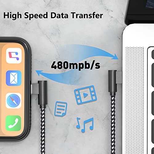 iPhone Charger 10FT Right Angle Lightning Cable 3 Pack 90 Degree Nylon Braided iPhone Fast Charging Data Sync Cord Compatible with iPhone 13/13 Pro/12/11/11 Pro/11 Max/X/XS/XR/XS Max/8/7/6