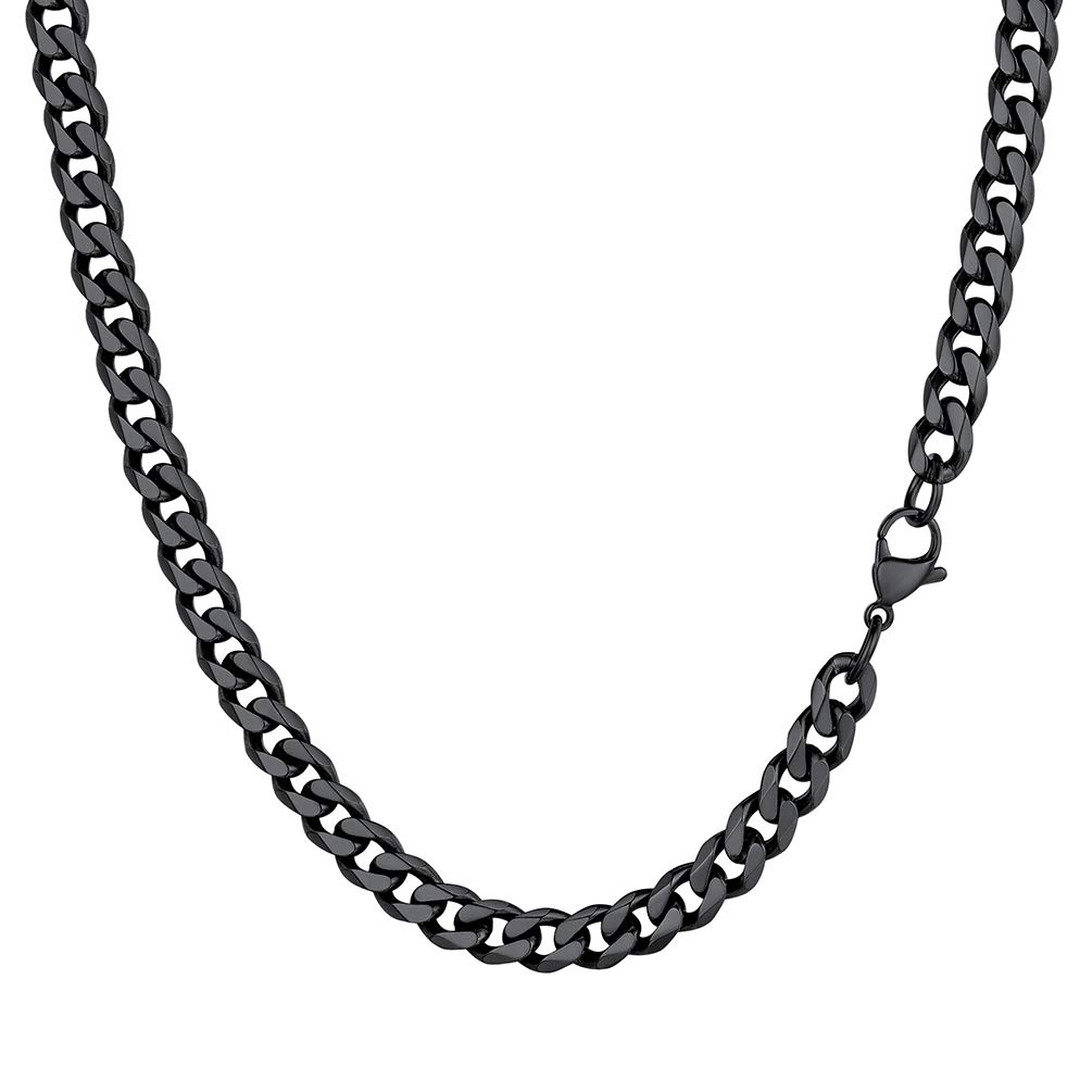 PROSTEEL Black Chain Necklace for Men and Women Cuban Link Chain 6mm 24 inch