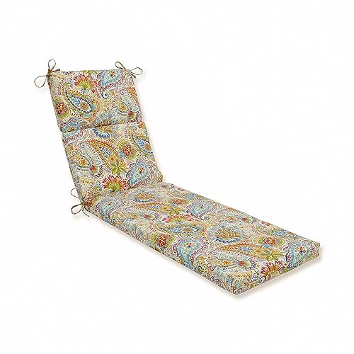Pillow Perfect Paisley Indoor/Outdoor Split Back Chaise Lounge Cushion with Tie…