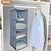 Aibrisk Hanging Closet Organizer 4 Shelves Foldable Oxford Cloth Gray Hanging Shelf with 2 Hooks for Clothes Storage and Accessories