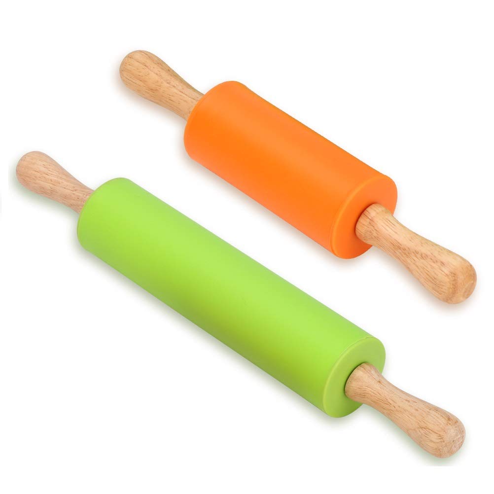 Photo 1 of ***CHECK CLERK NOTES*** Alimat PluS Silicone Rolling Pin, Dough Roller for Pizza, Cookie with Wooden Handle and Surface, Rolling Pin for Baking (9+12 Inch)