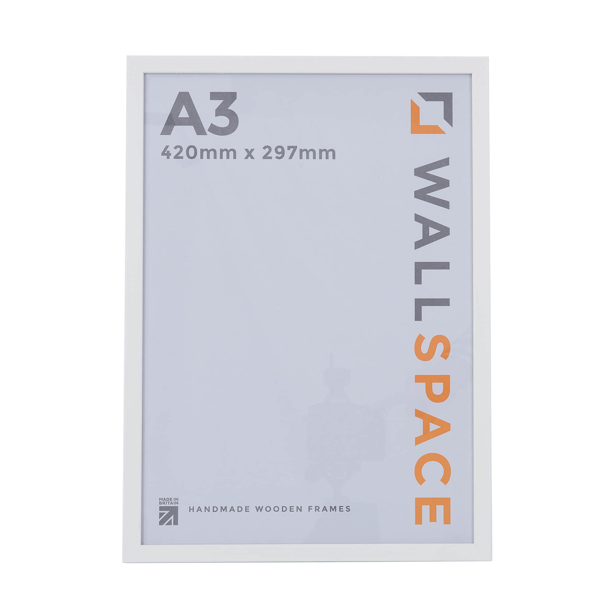 Wall Space A3 Thin White Picture Frame | White A3 Photo Frame | 420x297mm | 420 x 297mm | 42.0x29.7cm | Solid Wood Wooden with Real Glass | Handmade in UK | Poster Print