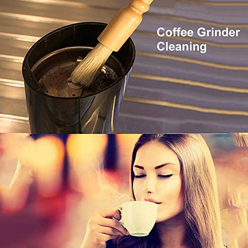 Coffee Grinder Cleaning Brush + Coffee Brush Wood Handle & Natural Bristles