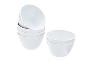 �鶹�� Basics Round Melamine Bowl, 8 oz, White, 6 Piece Set, Do not microwave