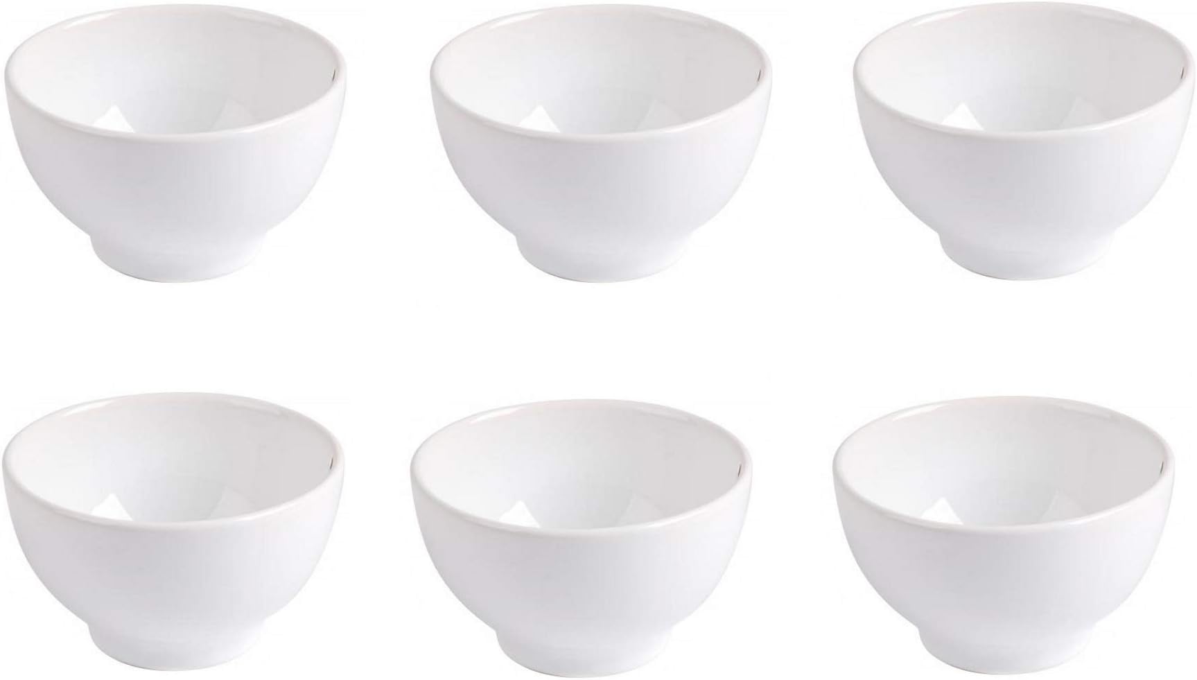 White Cereal Bowl 6-Piece 5.5" Round Deep Cereal Dessert Bowls White Oatmeal Flat Cereal Breakfast Bowls Soup Bowl Set of 6