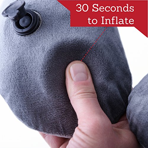 Inflatable Neck Pillow - Inflatable Travel Pillow Set for Airplane - Neck Travel Pillows for Women - Airplane Pillow for Men with Packsack - Soft Velvet Flight Pillow. - Thumbnail 4