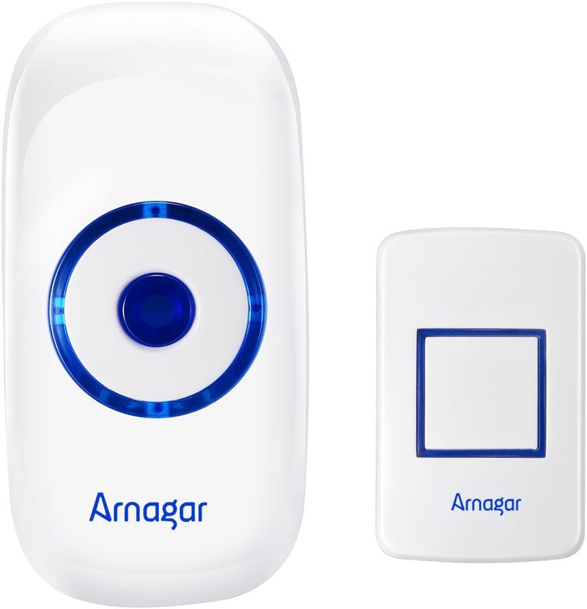 Wireless Doorbell 1000-feet Range,Security LED Flash Door Chime No Batteries Required for Plugin Receiver by Arnagar
