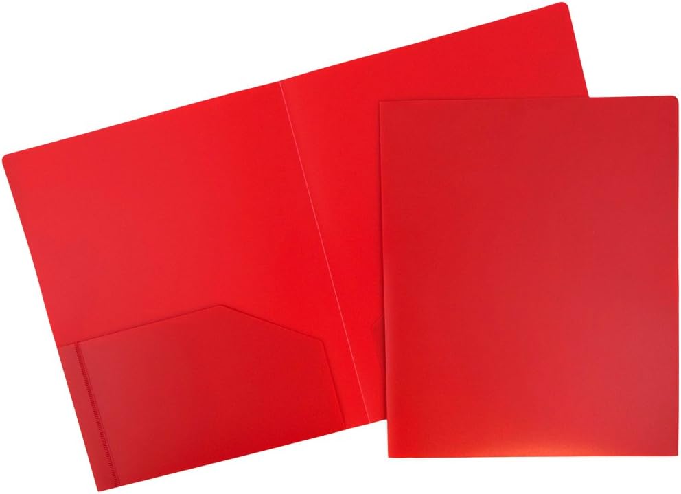 JAM PAPER Heavy Duty Plastic 2 Pocket School Folders - Assorted Primary Colors - 6/Pack : Office Products