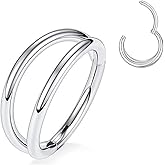 MissNity 20G 18G 16G Double Triple Hoops Nose Ring, Stacked Clicker Hoops for Septum Daith Conch Helix Rook Cartilage Earring, 316L Surgical Steel Ear Lobe Earrings Piercing Jewelry