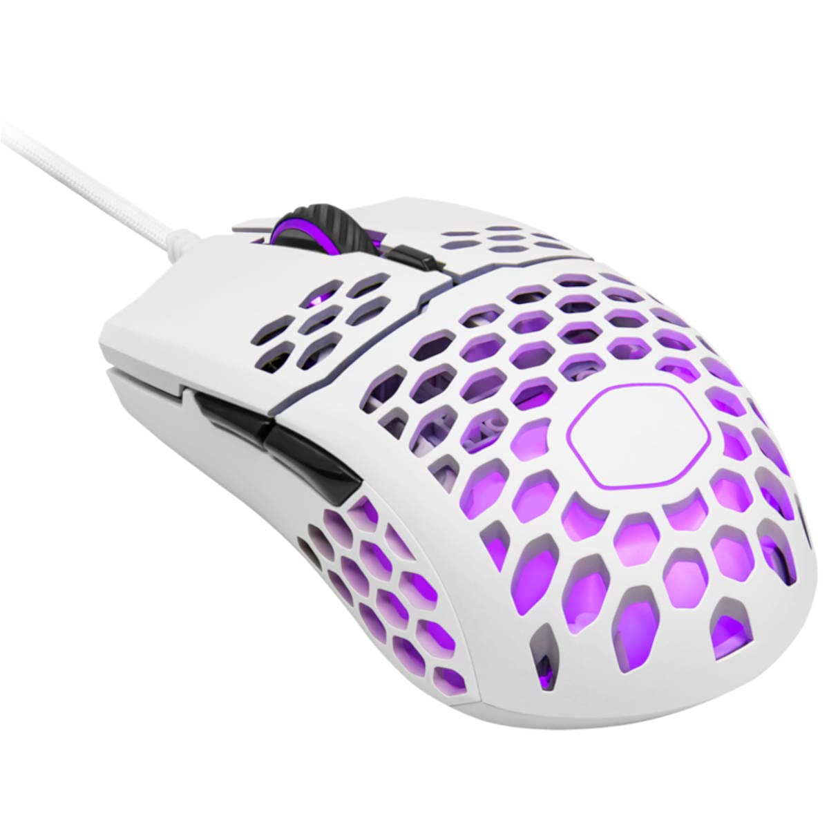 Cooler Master MM711 RGB-LED Lightweight 60g Wired Gaming Mouse - 16000 DPI Optical Sensor, 20 Million Click Omron Switches, Smooth Glide PTFE Feet, and Ambidextrous Honeycomb Shell - Matte White