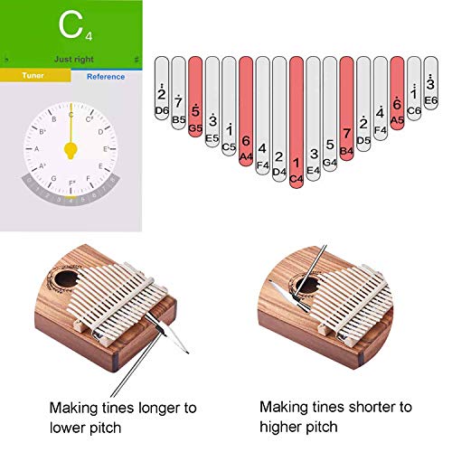 Kalimba Thumb Piano 17 Keys Acacia KOA Wood Musical Instrument Toy with Portable Carry Bag Tuning Hammer Instruction Book Cloth Mbira Hand Finger Piano for Beginner Kids Children Adults Music Lover