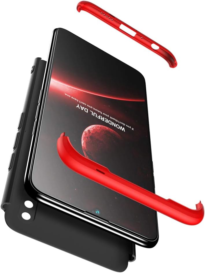 JMGoodstore case Compatible Huawei Honor 10 Lite,360 Full Body Coverage Degree Protection 3 in 1 Combination Anti-Scratch PC Ultra-thin Skin cover+Screen Protector (Red+Black)