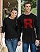 Tstars Team Rocket Shirt for Men - Long Sleeve Anime R Print Top - Halloween or Work Group Theme Tee X-Large Black