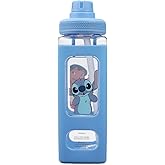 Bioworld Lilo & Stitch Waving Characters 24 oz Blue Square Plastic Water Bottle