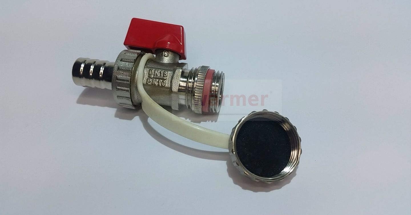 Wärmer System Drain Valve Cock, 1/2 Inch BSP Connection with Garden Hose Plug, Chrome Plated Brass - Image 5