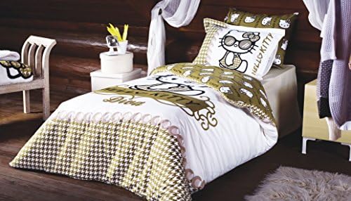 Diva Hello Kitty Bedding Set, 100% Cotton Quilt/Duvet Cover Set, Single/Twin Size Girls Bedding Set, (3 PCS)