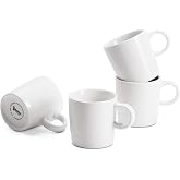 Sweese 3.5oz Porcelain Espresso Cups Set of 4, Mini Coffee Mugs Demitasse Cups - White