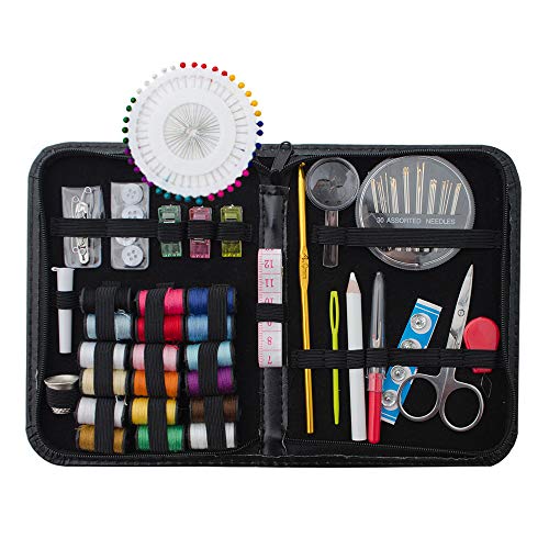 M&J Compact Sewing KIT, Lots of Premium Sewing Supplies, Mini Sewing Kits - Includes: Thread, Sewing Pins, etc. Great for Adults, Kids, Travel, Beginners, Professional, Emergency