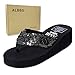 Platform Sandals Flip Flops Wedge Sequin for Women Beach Silver Black Red