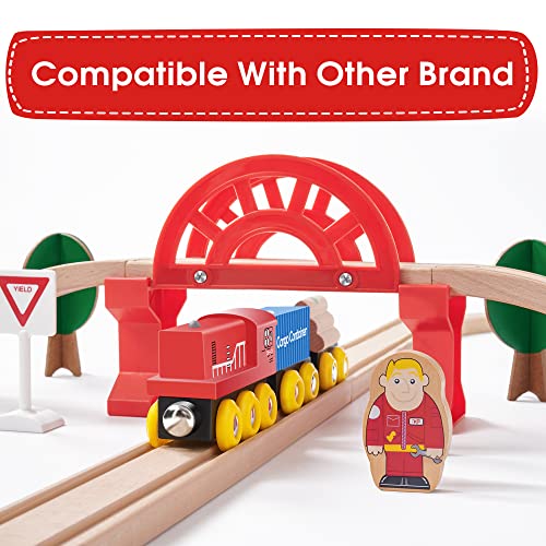 Crane Train Set55Pcs Wooden Tracks & Exclusive Crane & TrainsFits