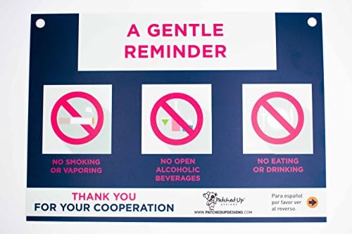 Animated Style English - Spanish Seatback Concierge Sign 1 of 2 for Uber and Lyft Drivers | by Patched Up Designs | Tough Acrylic | Professionally Designed | Great for Drivers