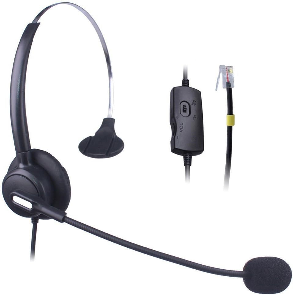 Vanstalk Hands Free Telephone Headset Mono with Volume Mute Control, Noise Cancelling Mic, Call Center Phone Headsets for Cisco IP Phones 7911 7912 7906G Avaya 1608 1616 9611G(VT10BG)