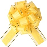 HSXJJ Pull Bows for Gift Wrapping,6 PCS Yellow gift bow,6 inches Bow for Gift Basket,Gift Wedding Ribbon Bows for Wrapping Boxes or Flower Decorations(Yellow)