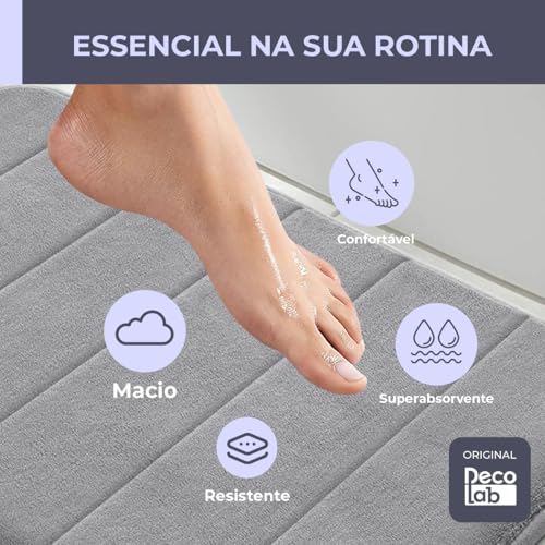 Decolab Jogo De Tapetes Para Banheiro Completo | Kit Tapetes Banheiro Ultra Absorvente | Tapetes Antiderrapantes Super Soft Multiuso Decoração (Cinza-escuro, 3 Peças)
