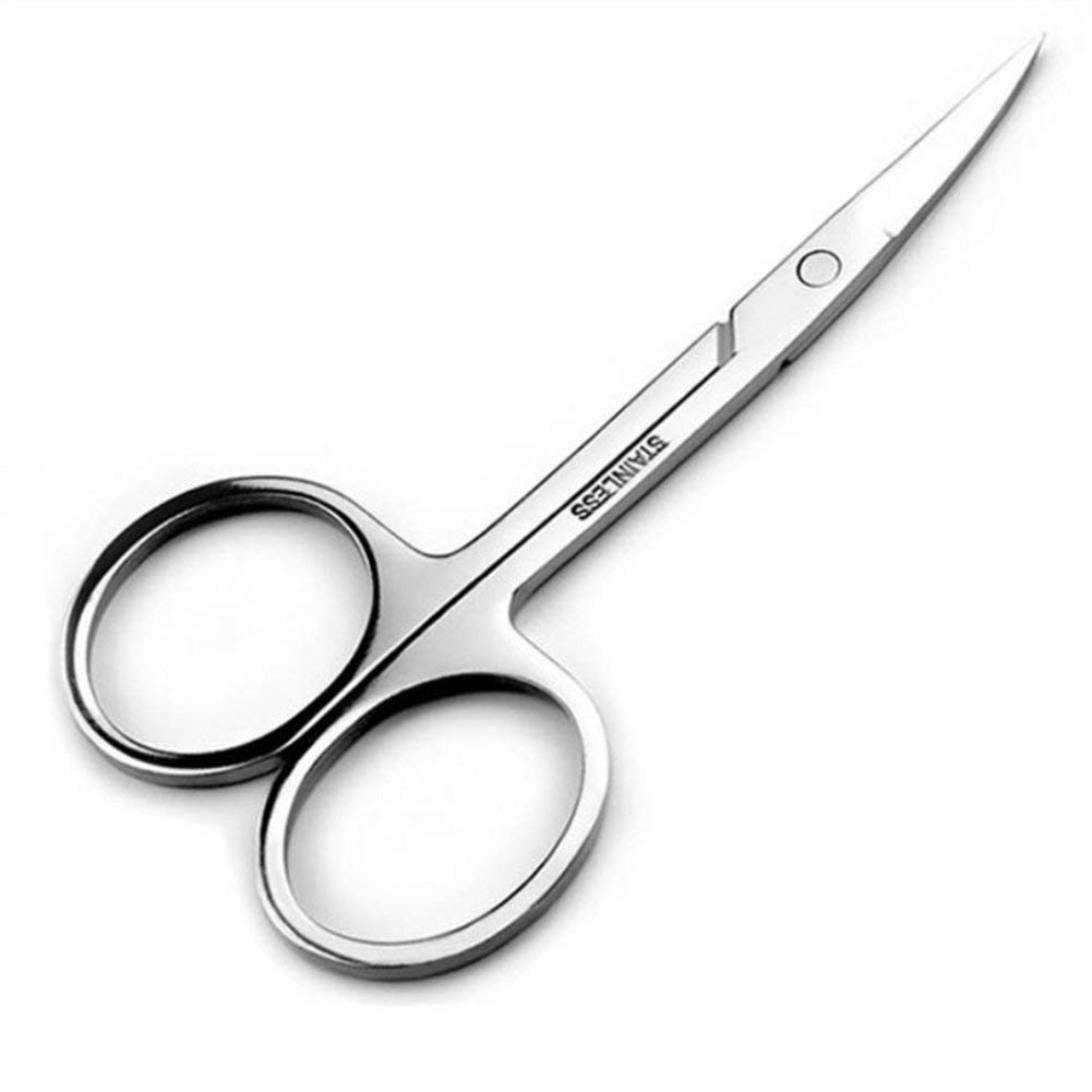Eyebrow Scissors and Eyebrow Brush by AUMELO - Eyelash Extensions Shaping Curved Craft Stainless Steel Scissors for Your Beauty: Home Improvement