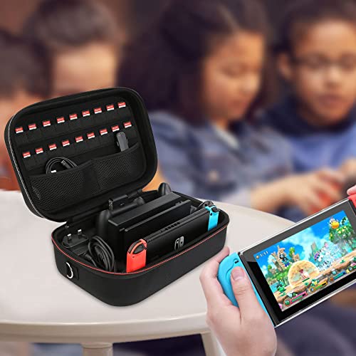 HEYSTOP Nintendo Switch OLED Case, Large Carrying Storage Bag with 18