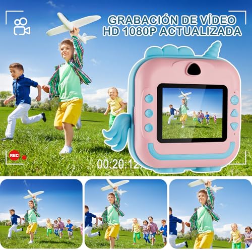 Camara para Niños, 48MP HD Cámara de Impresión Instantánea con Tarjetas de 32G y 5 Rollos de Papel Térmico, Camara Fotos Infantil Instantanea para Niños de 3 a 12 Años, Regalo de Cumpleaños, Navidad