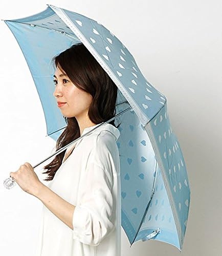 Amazon Co Jp プライベートレーベル 雑貨 Private Label 折りたたみ傘 3段折り ミニ ハート柄ジャガード雨傘 レディース サックスブルー 55 服 ファッション小物