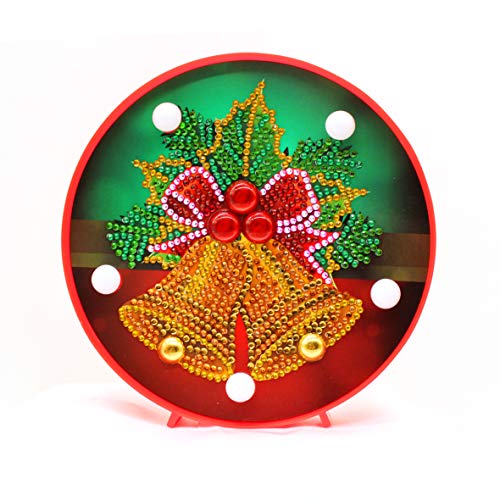DIY Diamond Painting Lamp with LED Lights Full Drill Crystal Drawing Kit Bedside Night Light Arts Crafts for Home Decoration or Christmas Gifts 6.0x6.0inch(Bell)