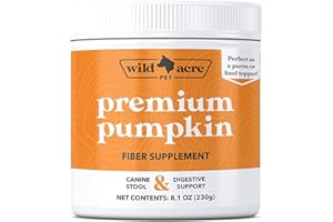 Wild Acre Pumpkin Powder for Dogs - No More Diarrhea or Scoots! - Digestive Puree Treat or Food Topper - Fiber Supplement for Dogs and Cats with Prebiotics, 8.1oz