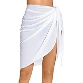 Lecieldusoir Women's Sarong Coverups Chiffon Bathing Suit Wrap Skirt Swimsuit Beach Wraps Swim Sarongs (Cool White, Small)