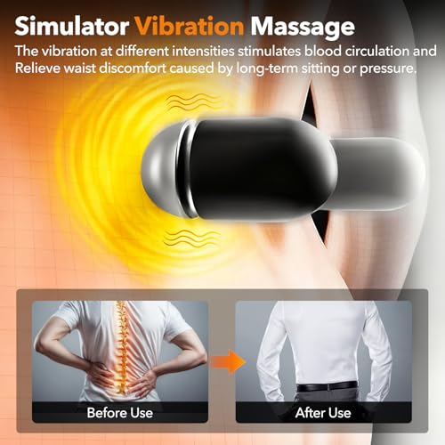 Smooth Spine Triple Fusion Back Massager with Heat - Sciatica Pain Relief & Spine Decompression Device, Deep Tissue Massager for Lower Back Pain, Office Chair and Home (Black)