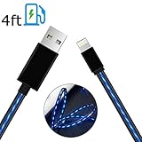 iPhone Cable, Oliomp 4ft LED Cord Lightning Cable Certified to USB Charging Charger for iPhone 7,7 Plus,6S,6 Plus,SE,5S,5,iPad,iPod Nano 7,iOS Devices(Blue)