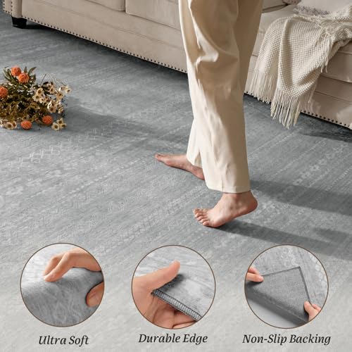 Area Rug 5x7 Carpet Rugs for Living Room Bedroom Boho Rug-Carpet Machine Washable Rugs for Bedroom Dining Room Living Room Rug Grey