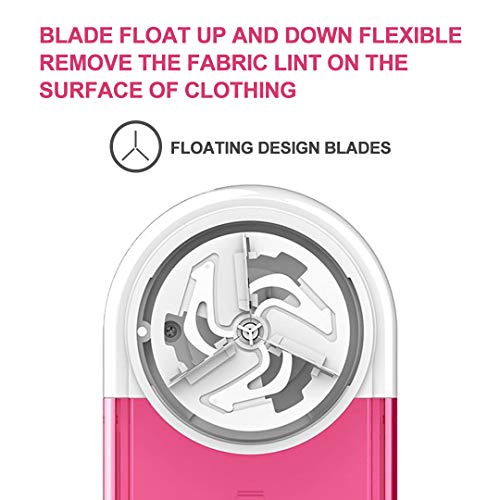KOODER Sweater Shaver, Double Battery Lint Remover, Efficient and Durable Sweater Fabric Shaver,with Protective Cover Prevent Fabric Damaged (Pink)