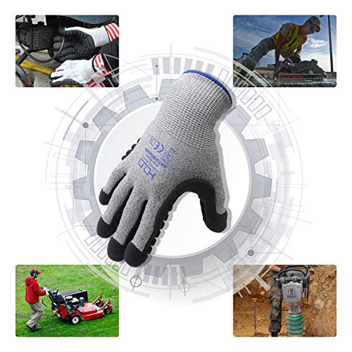 Anti Vibration & Cut Resistance Full Finger Work Gloves With TPE Coated