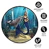 ALAZA 3D Mermaid Dolphin Ocean Round Area Rug Non Slip Rug Floor Mat Carpet Entryway Hallway Sofa Living Room Bedroom Home Decor 3' Diam