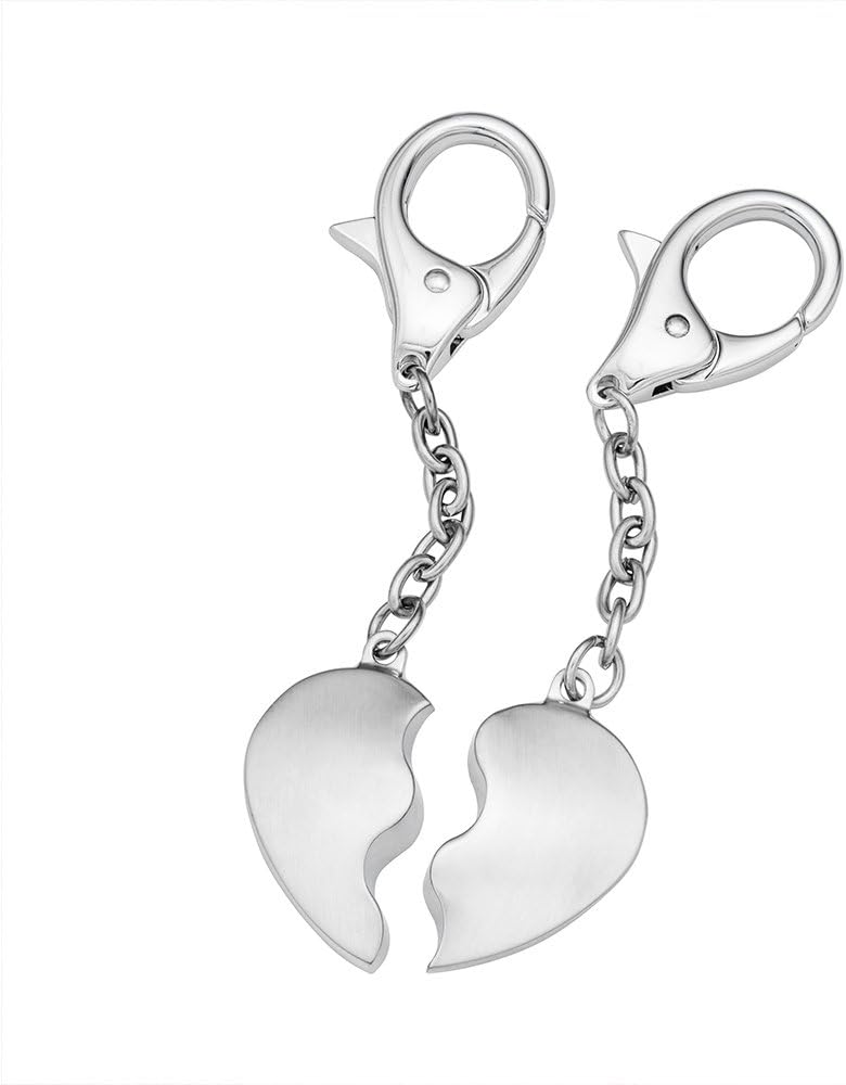 Gravado - Set of Heart-Shaped Keyrings for Couple - Split Heart Keychain - Personalisable with Engraved [INITIALS] or [NAMES] - Stainless Steel - Wedding Gifts - Valentine's Gifts - Romantic Presents