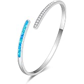 CiNily Womens Cuff Bracelet,Opal Bangle Bracelet Gold Plated Hypoallergenic | Ladies Gemstone Open Cuff Bangle Bracelet, Opal Jewelry
