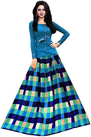 Ved Fashion Women's Silk Semistiched Lehenga Choli (Multi-Colour)