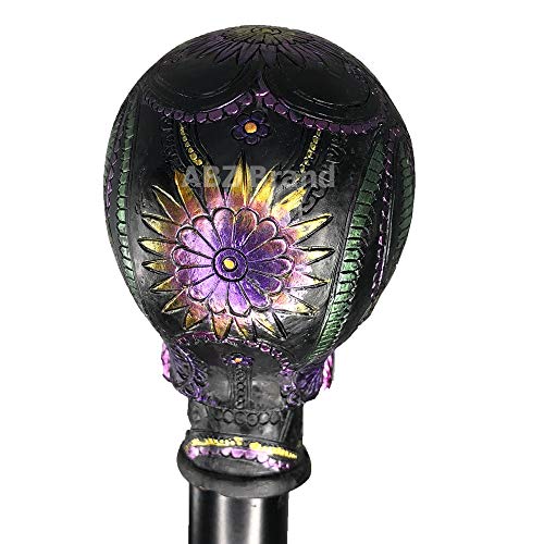 ABZ Brand he Day of Dead Día de Muertos Colorful Sugar Skull Head Decorative Walking Cane 36"