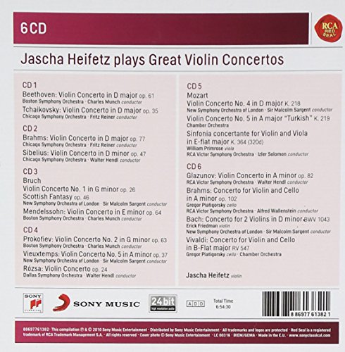 Jascha Heifetz Plays Great Violin Co Ncertos - Sony Classical Masters