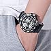 ETEVON Men’s ‘Air Force’ Stylish Big Face Analog Digital Watch with Soft & Light Silicone Band - Dual Time Zone - 30M Waterproof - EL Backlight, Fashion Military Outdoor Sport Watches for Men - Black